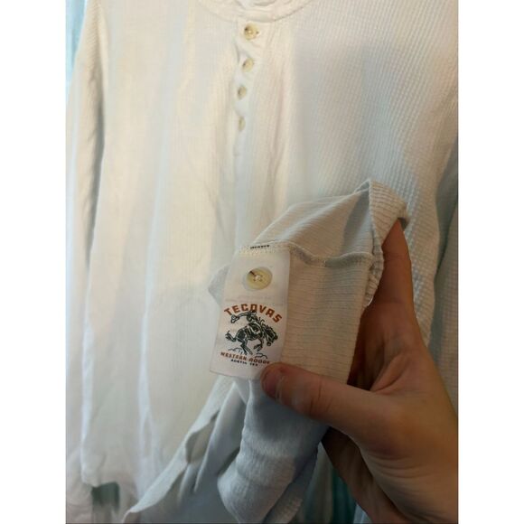 Tecovas Men’s White Waffle Knit Henley - Picture 5 of 7